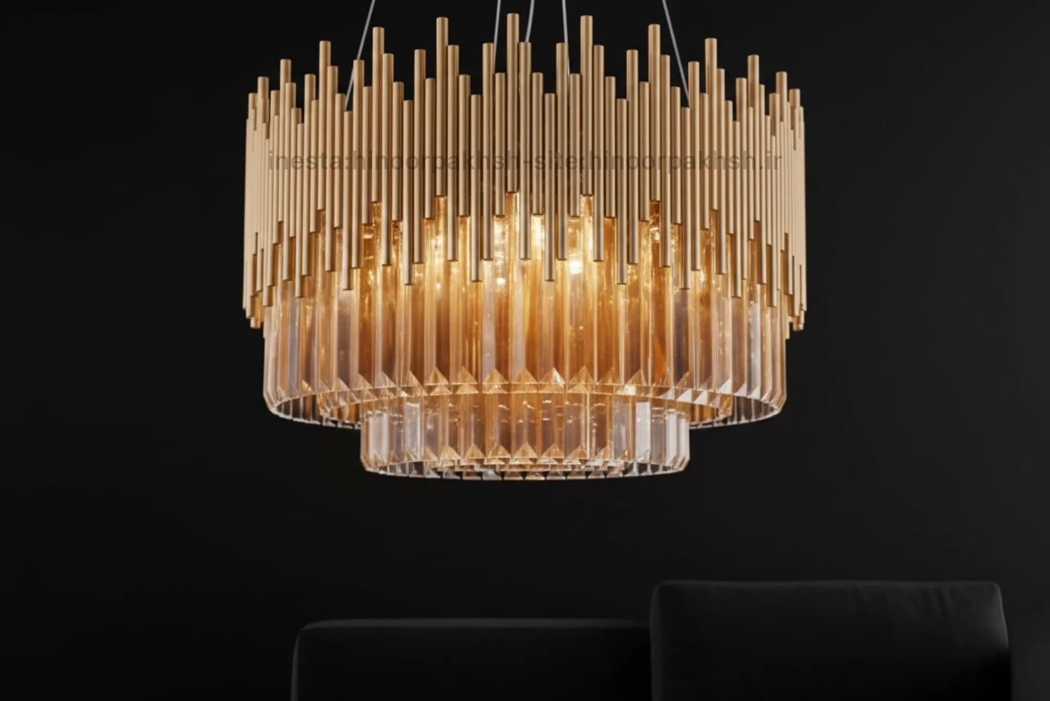 لوستر كريستالي سانتي كاردي مدل لوله نامنظم — تصویر ۳
