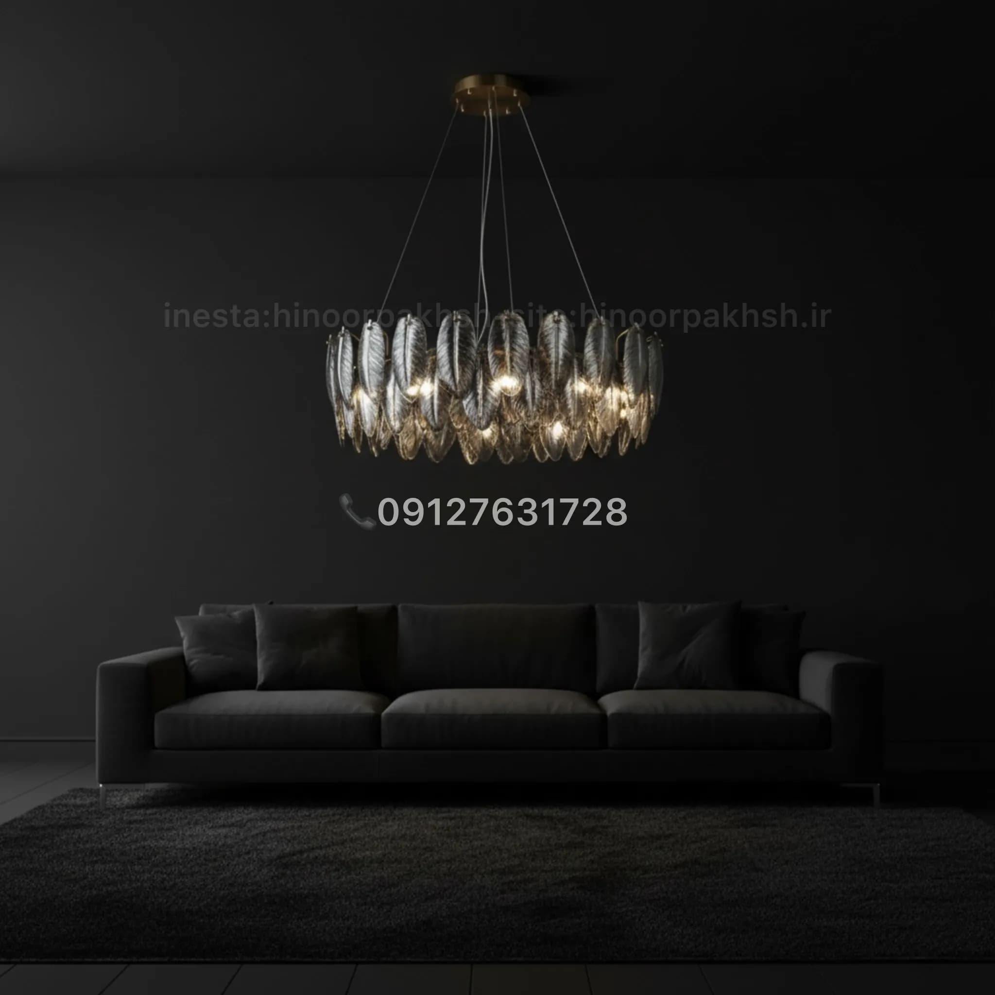 لوستر کریستالی نئوکلاسیک مدل برگی(پر کریستالی) در انواع سایز و رنگبندی — تصویر ۲