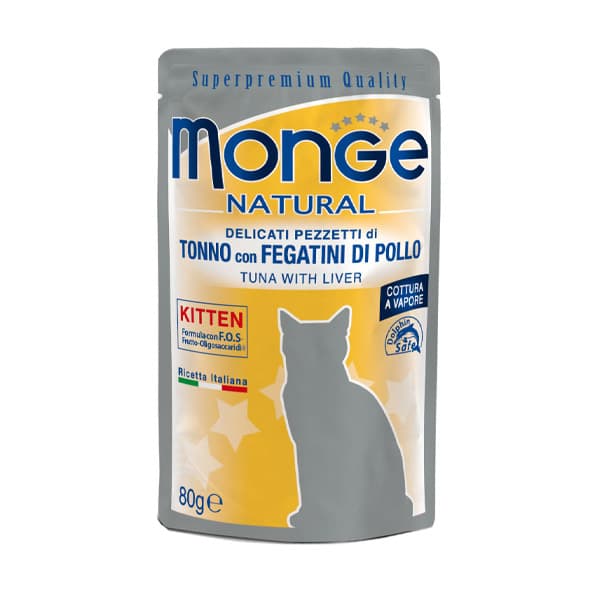 پوچ کیتن با طعم فیله ماهی تن و جگر مرغ مونژه – Monge Tuna with Liver