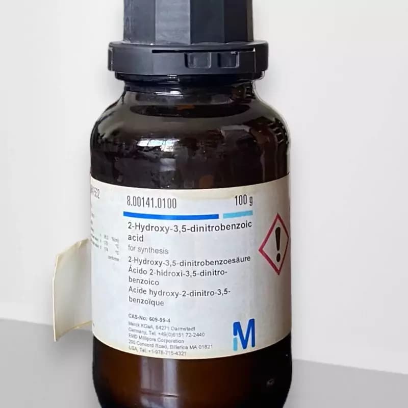 2 هیدروکسی 3و5 دی نیتروبنزوئیک اسید برند مرک کد مرک 800141 پک 100 گرم — تصویر ۲