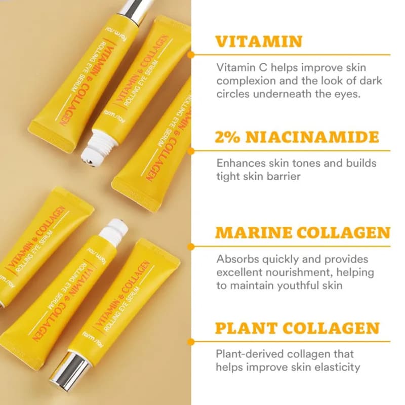 سرم دور چشم رولی ویتامین و کلاژن فارم‌ استی روشن کننده، آبرسان و کاهش خطوط ریز FarmStay Vitamin & Collagen Rolling Eye Serum — تصویر ۱۱