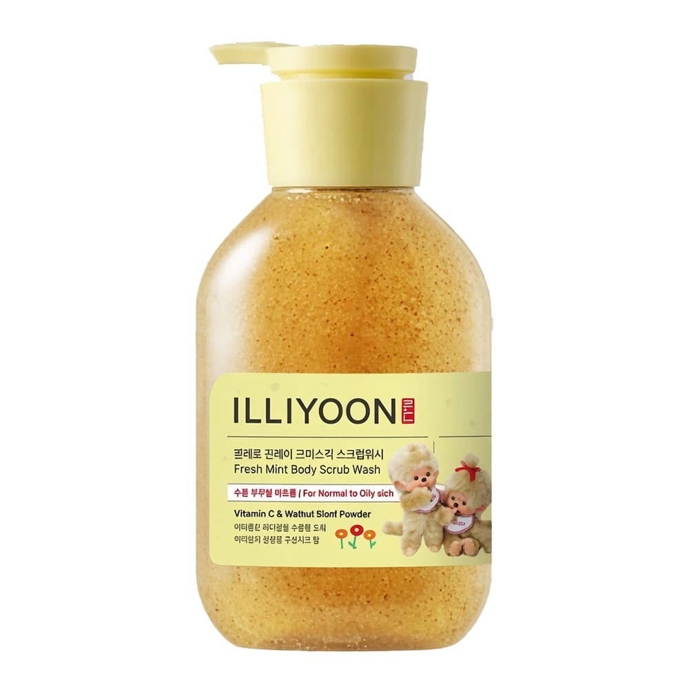 شوینده و اسکراب بدن ایلیون مرطوب کننده، لایه بردار و روشن کننده پوست ILLIYOON FRESH MOISTURE SCRUB WASH MONCHHICHI EDITION