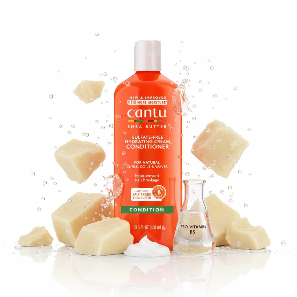 نرم کننده بدون سولفات داخل حمام شی باتر کانتو Cantu Shea Butter Sulfate-Free Hydrating Cream Conditioner — تصویر ۱۲