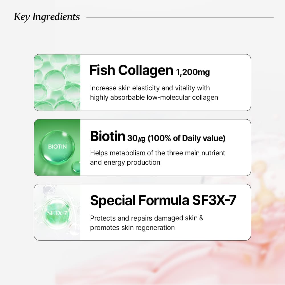 مکمل خوراکی تقویت کننده پوست، مو و ناخن بیوتین و کلاژن V بی بی لب BB LAB Biotin Collagen V — تصویر ۴