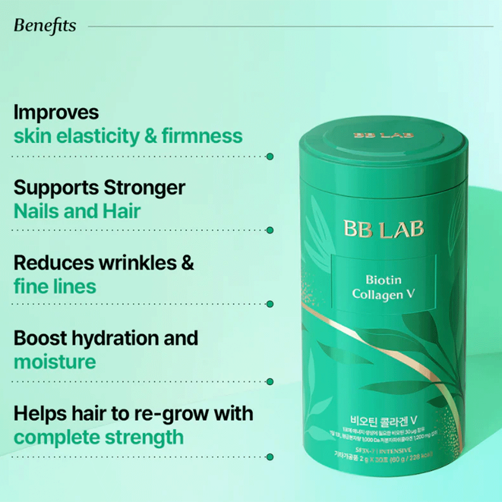 مکمل خوراکی تقویت کننده پوست، مو و ناخن بیوتین و کلاژن V بی بی لب BB LAB Biotin Collagen V — تصویر ۱۱