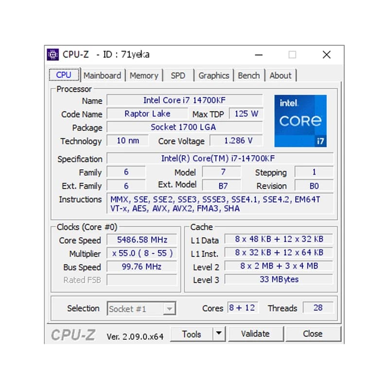 پردازنده مرکزی اینتل مدل Core i7 14700KF-Tray — تصویر ۵