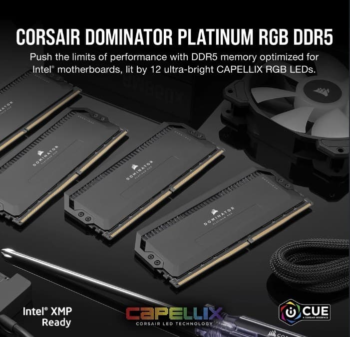 رم کورسیر مدل Dominator Platinum RGB ظرفیت ۶۴ گیگابایت DDR5 فرکانس ۶۴۰۰ مگاهرتز cl 32 — تصویر ۶