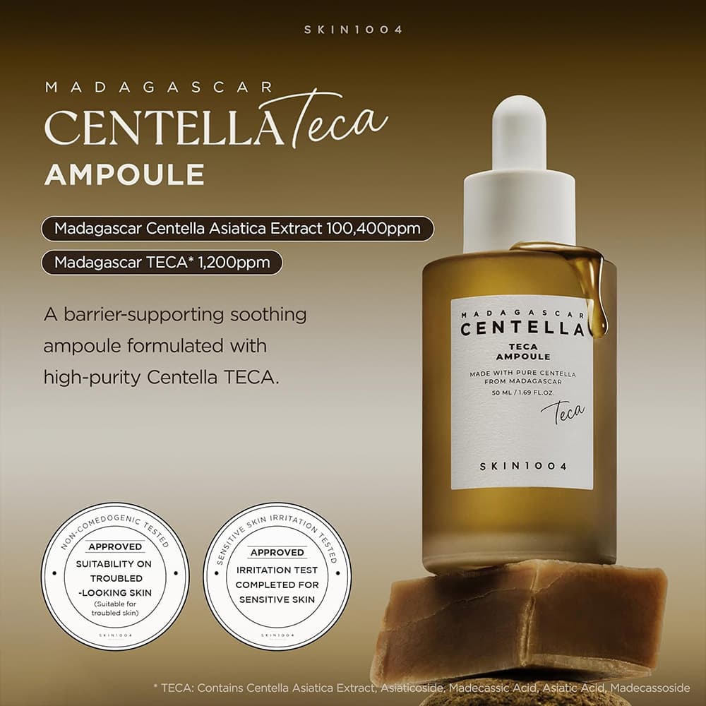 آمپول ترمیم کننده و تسکین دهنده سنتلا تیکا اسکین 1004 SKIN1004 Madagascar Centella Teca Ampoule — تصویر ۳