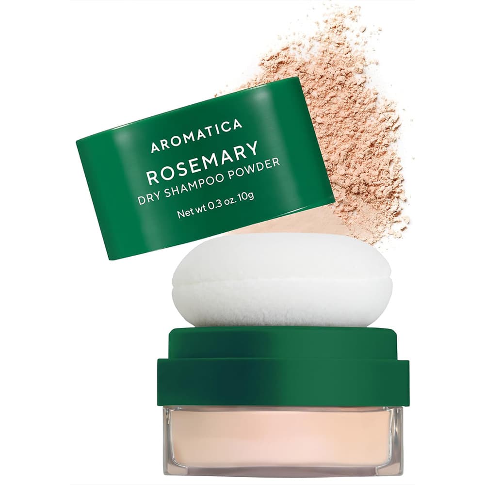 شامپو خشک رزماری آروماتیکا کنترل چربی، تقویت ساقه و ریشه مو AROMATICA Rosemary Dry Shampoo Powder — تصویر ۲