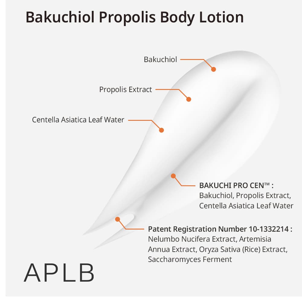 لوسیون بدن باکوچیول و پروپولیس APLB ضد چروک، ترمیم کننده و آبرسان پوست APLB Bakuchiol Propolis Body Lotion — تصویر ۸