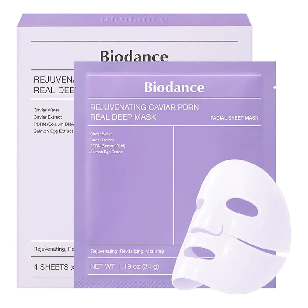 ماسک ورقه ای PDRN و خاویار بایودنس ضد چروک درخشان کننده و آبرسان پوست BIODANCE Rejuvenating Caviar PDRN Real Deep Mask — تصویر ۲