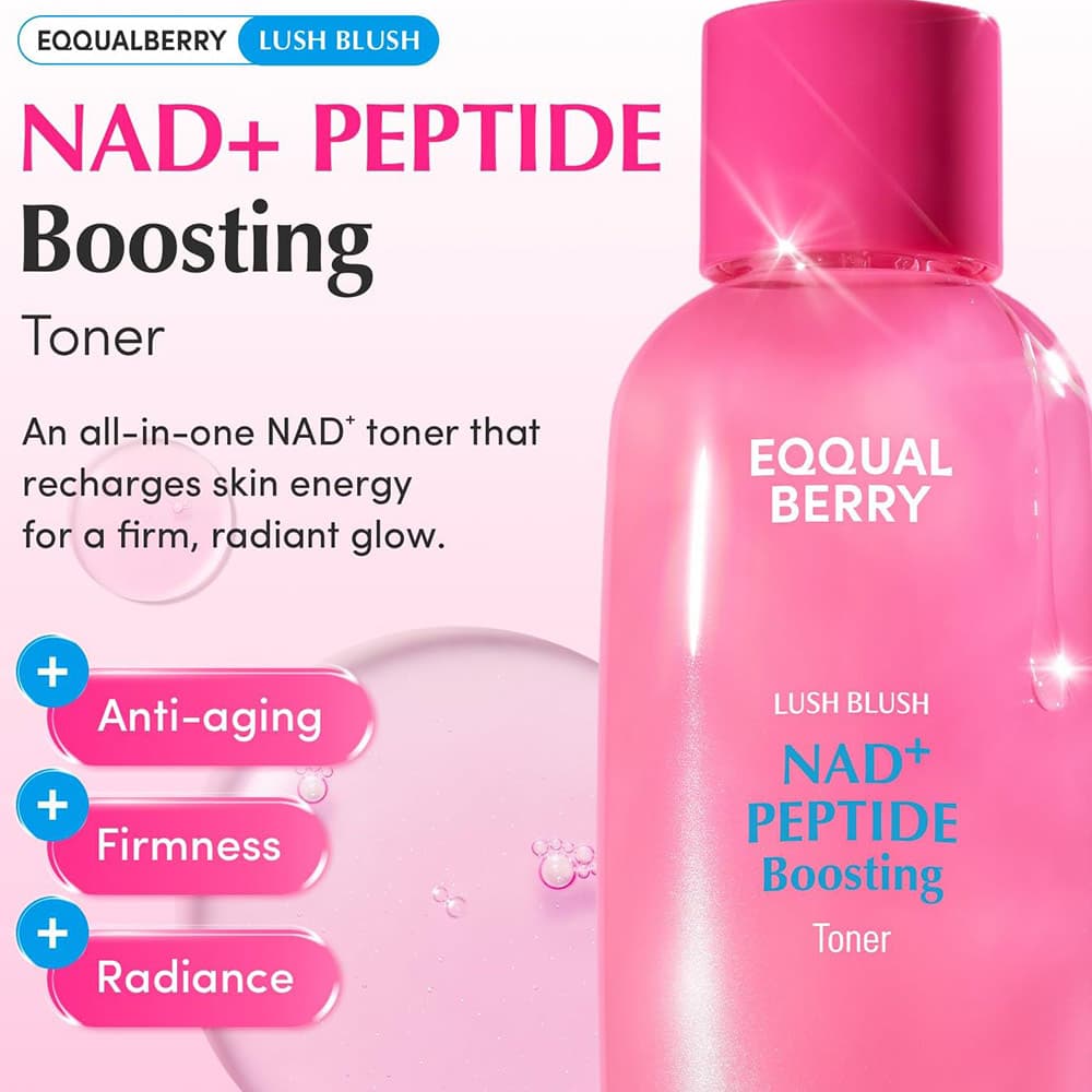 تونر NAD+ و پپتاید اکوال بری ضد چروک، جوانساز و درخشان کننده پوست EQQUALBERRY NAD+ Peptide Boosting Toner — تصویر ۳