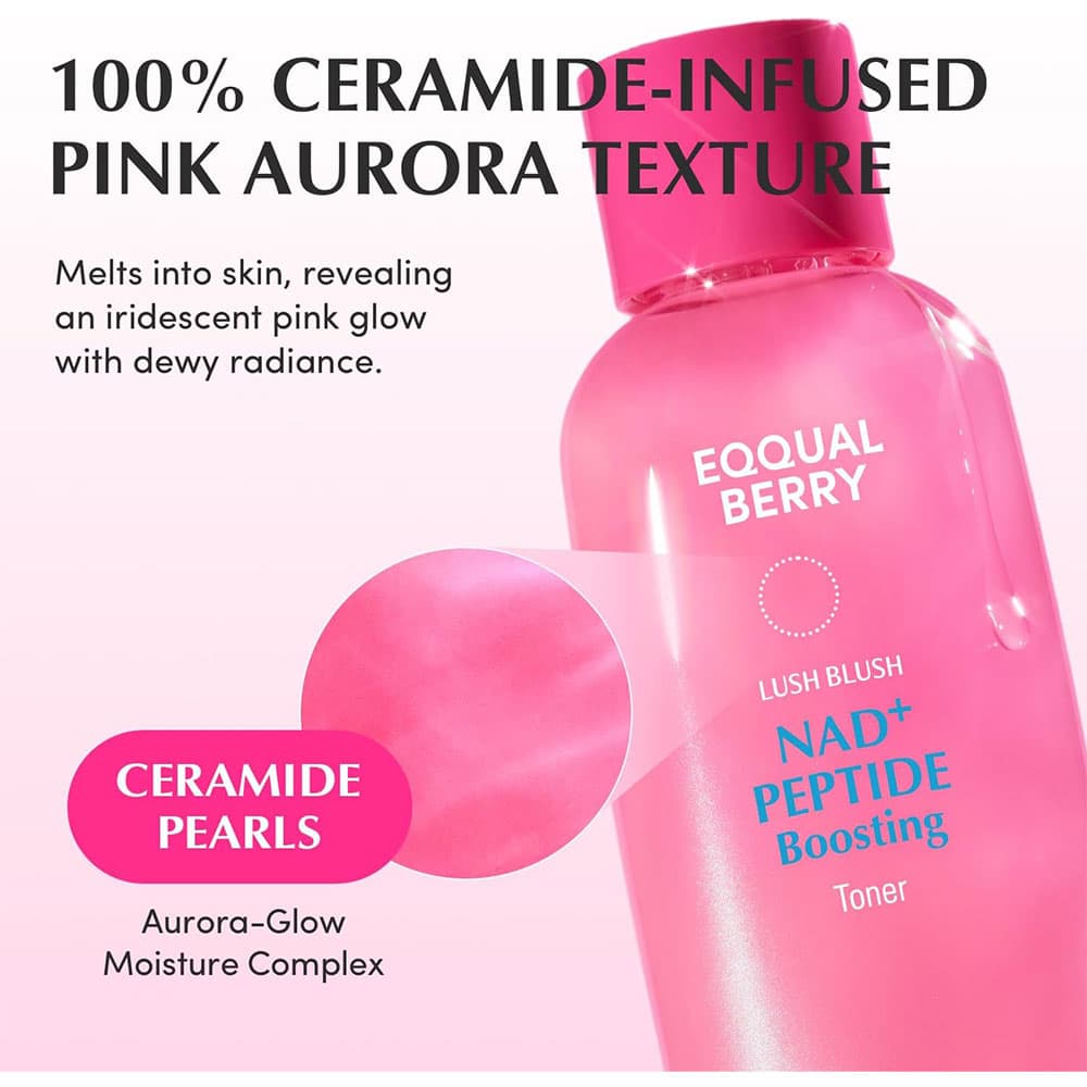 تونر NAD+ و پپتاید اکوال بری ضد چروک، جوانساز و درخشان کننده پوست EQQUALBERRY NAD+ Peptide Boosting Toner — تصویر ۷