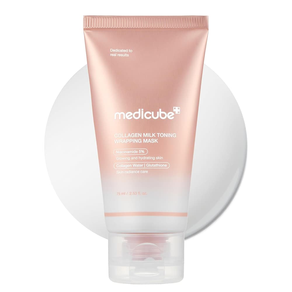 ماسک میلکی کلاژن و نیاسینامید مدی کیوب درخشان و روشن کننده پوست Medicube Collagen Milk Toning Wrapping Mask