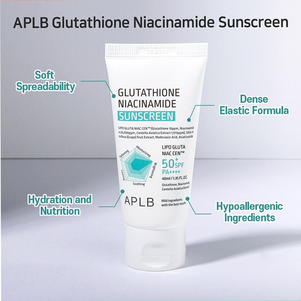 کرم ضد آفتاب گلوتاتیون و نیاسینامید APLB ضد لک و روشن کننده پوست APLB Glutathione Niacinamide Sunscreen — تصویر ۸