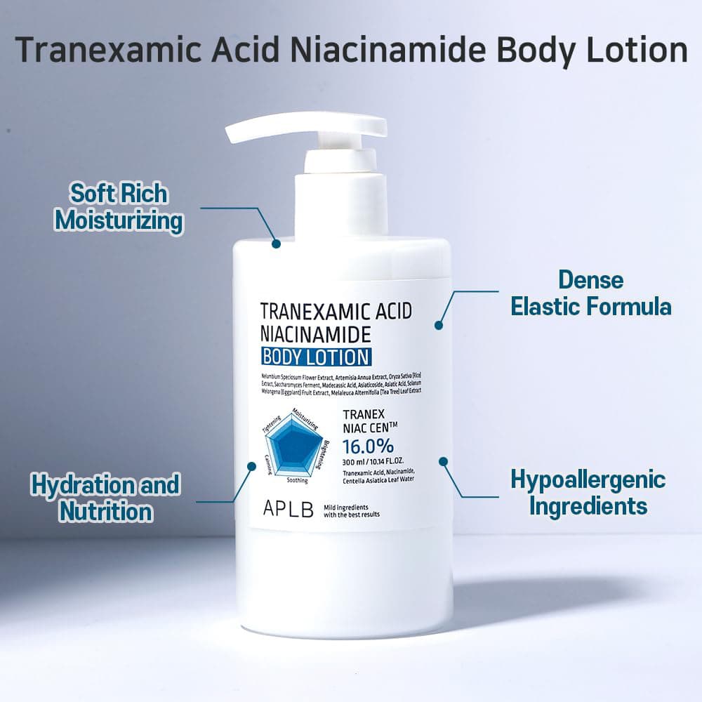لوسیون بدن نیاسینامید و ترانگزامیک اسید APLB ضد لک و روشن کننده قوی پوست APLB Tranexamic Acid Niacinamide Body Lotion — تصویر ۷