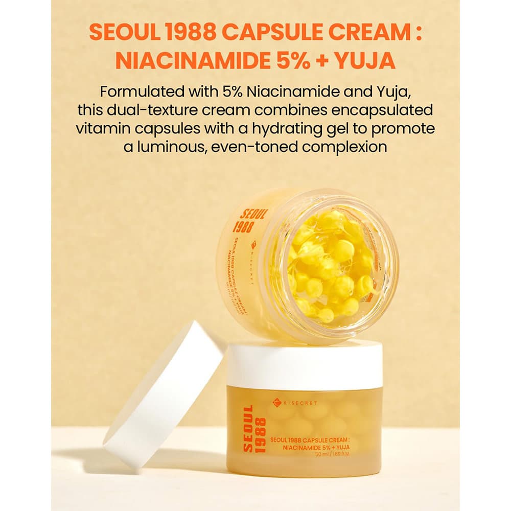 کرم کپسولی یوجا نیاسینامید 5% کی سکرت ضد لک و روشن کننده پوست K-SECRET SEOUL 1988 Capsule Cream Niacinamide 5% + Yuja — تصویر ۴