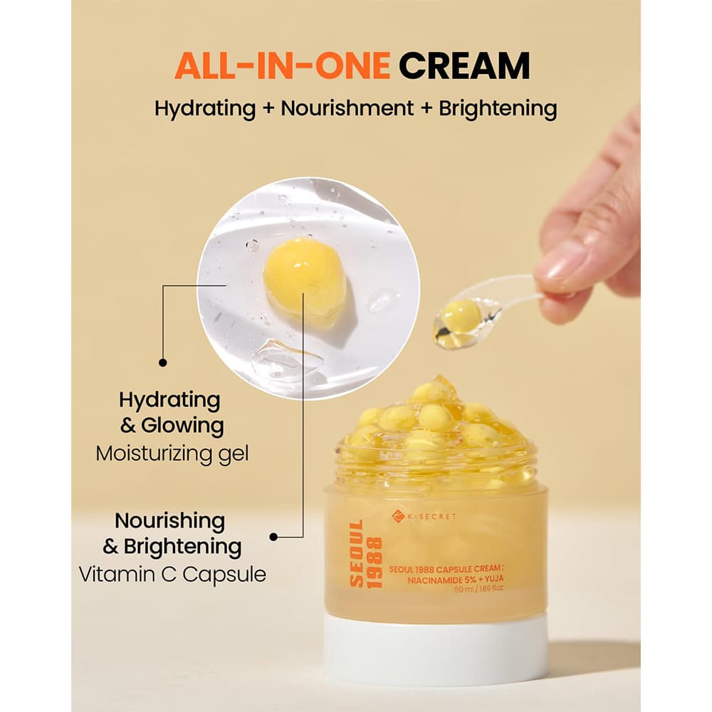 کرم کپسولی یوجا نیاسینامید 5% کی سکرت ضد لک و روشن کننده پوست K-SECRET SEOUL 1988 Capsule Cream Niacinamide 5% + Yuja — تصویر ۵