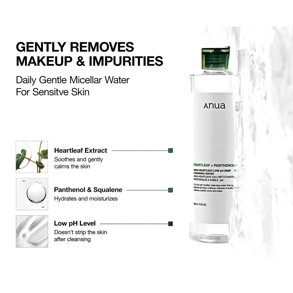 میسلار واتر هارتلیف آنوا تسکین دهنده و پاک کننده عمقی پوست Anua Heartleaf Low pH Deep Cleansing Water — تصویر ۷