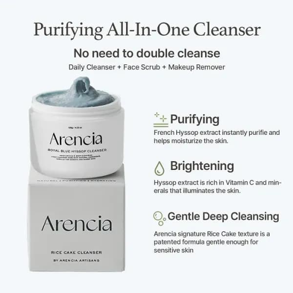 پاک کننده عمقی موچی زوفا آبی آرنسیا Arencia Blue Hyssop Rice Mochi Cleanser — تصویر ۱۲