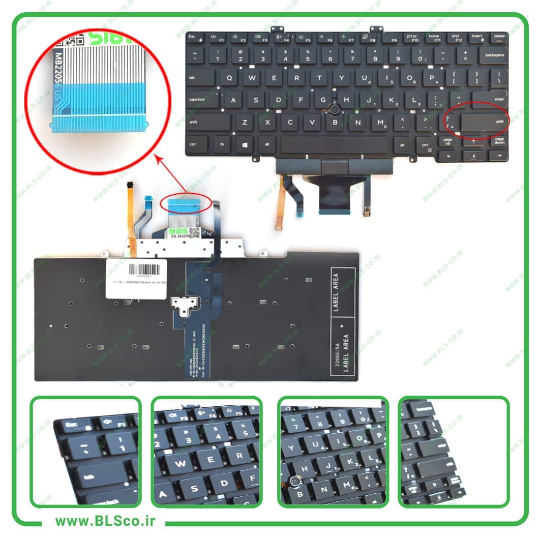 کیبورد لپ تاپ دل Dell Latitude 5400 مشکی بکلایت‌ دار با موس