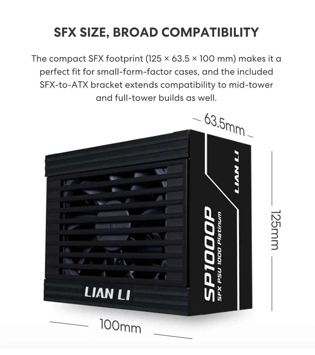 پاور 1000 وات لیان لی SP Platinum 1000 EU Black Full Modular — تصویر ۷