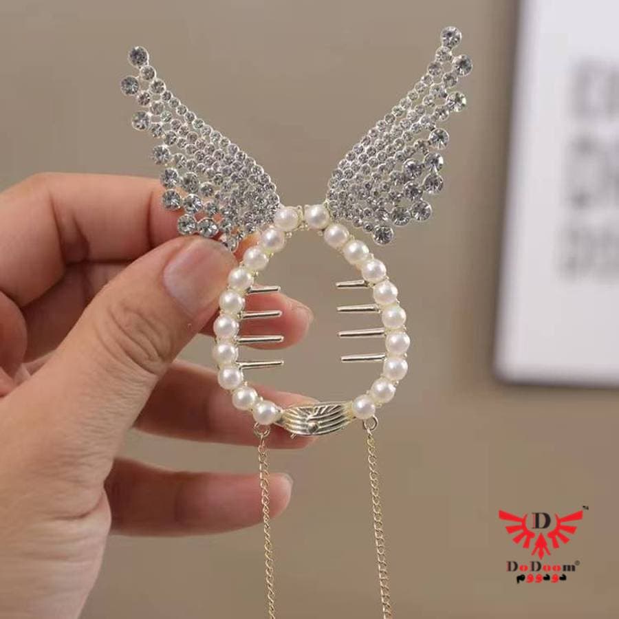 گیره گوجه ای بال فرشته نگینی G249