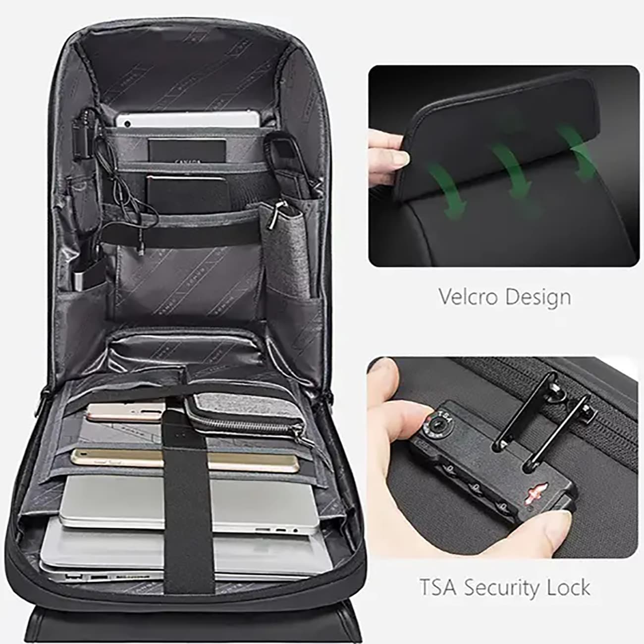 کوله پشتی مسافرتی ضد سرقت یو اس بی دار لپ تاپ 15.6 اینچی BANGE BG-7276 | قفل دیجیتال TSA — تصویر ۳