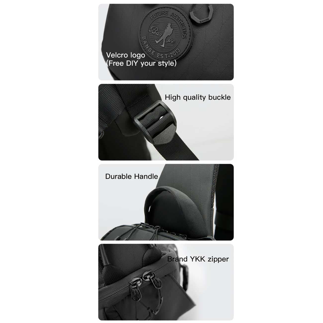 کیف کراس بادی ضدآب بنج BANGE FW-228 | طراحی مینیمال و زیپ YKK — تصویر ۴