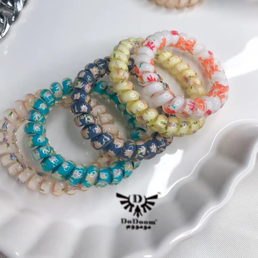 کش سیم تلفنی رنگی طرحدار K61 — تصویر ۲