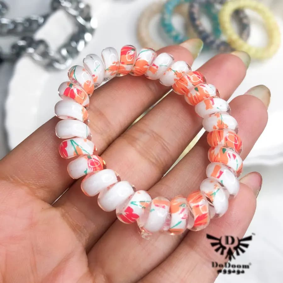 کش سیم تلفنی رنگی طرحدار K61 — تصویر ۳
