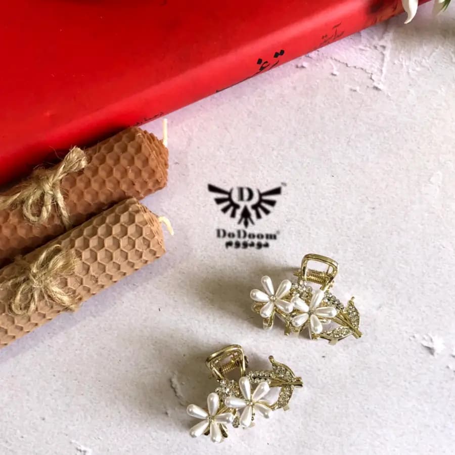 کلیپس گل سفید فلزی C298 — تصویر ۳
