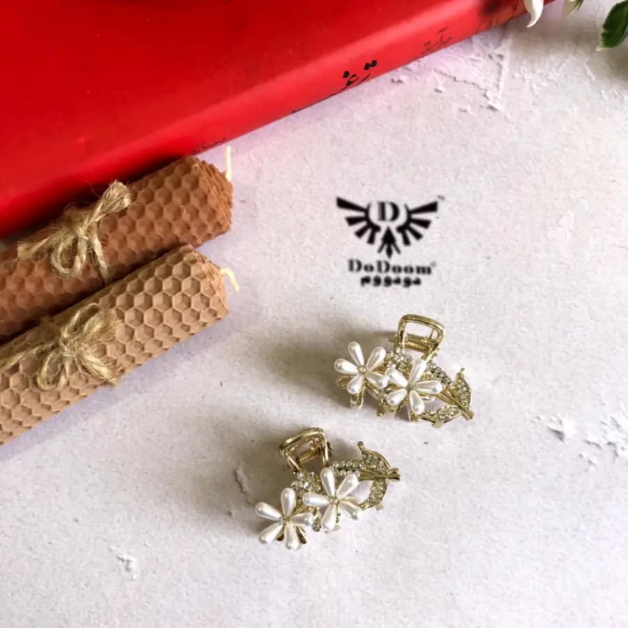 کلیپس گل سفید فلزی C298 — تصویر ۴