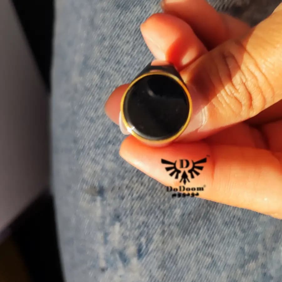 انگشتر نگین دایره ای مردانه استیل R26 — تصویر ۵