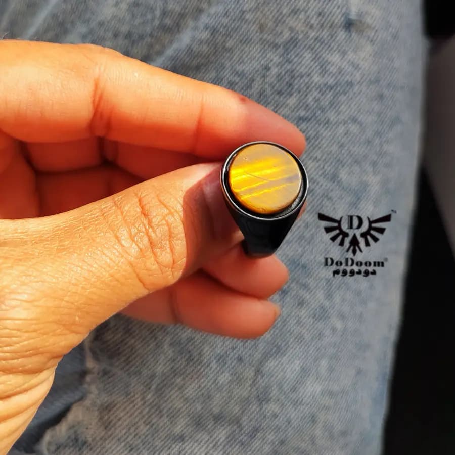 انگشتر نگین دایره ای مردانه استیل R26 — تصویر ۸