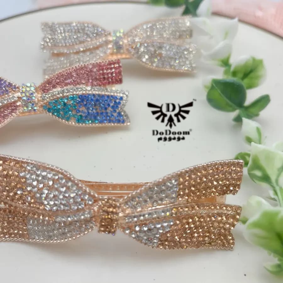 گیره مو دورنگ نگینی G206 — تصویر ۵