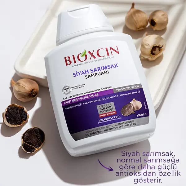 شامپو فاقد سولفات ضدریزش و تقویت کننده سیر سیاه بیوکسین Bioxcin (اورجینال) — تصویر ۳