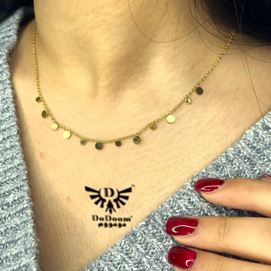 گردنبند استیل سکه ای ریز GD33 — تصویر ۵