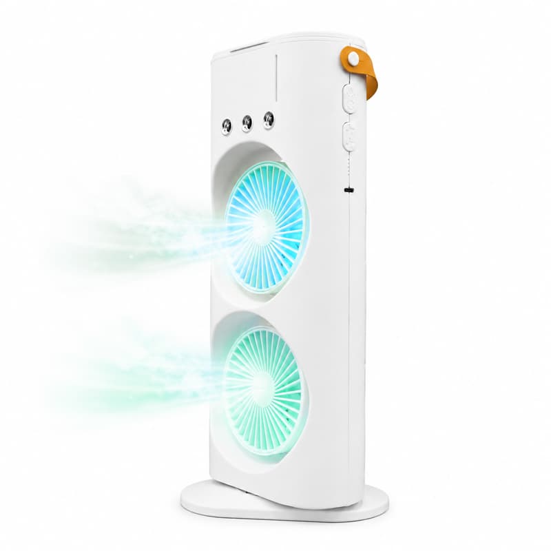 پنکه مه پاش شارژی دو قلو مدل Double-ended Spray Fan ریموت دار