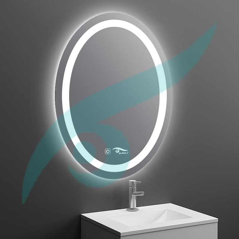 آینه بک لایت چراغ‌دار بیضی