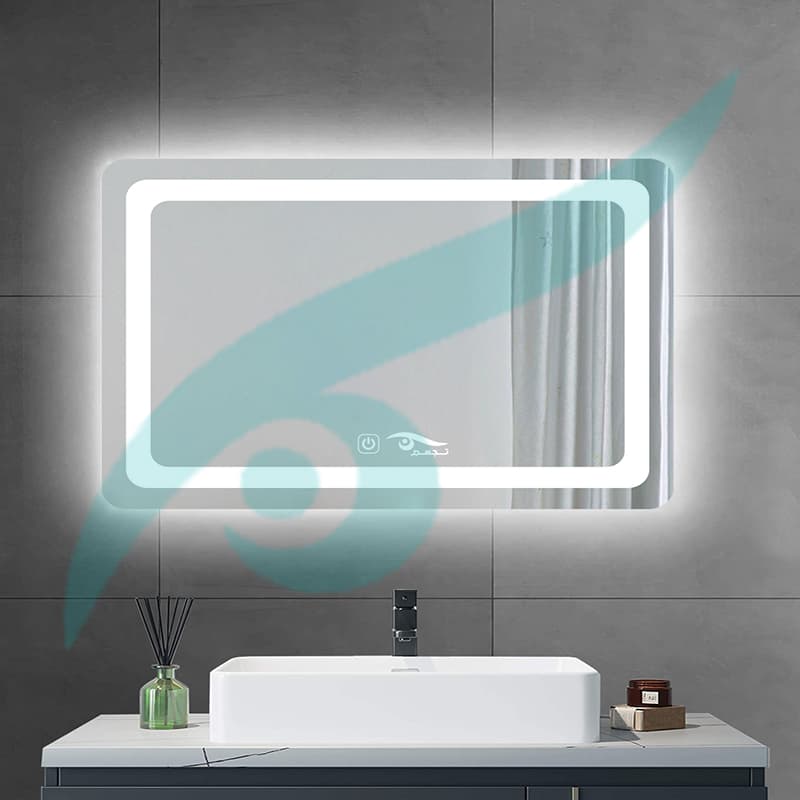 آینه بک لایت چراغ‌دار مستطیل