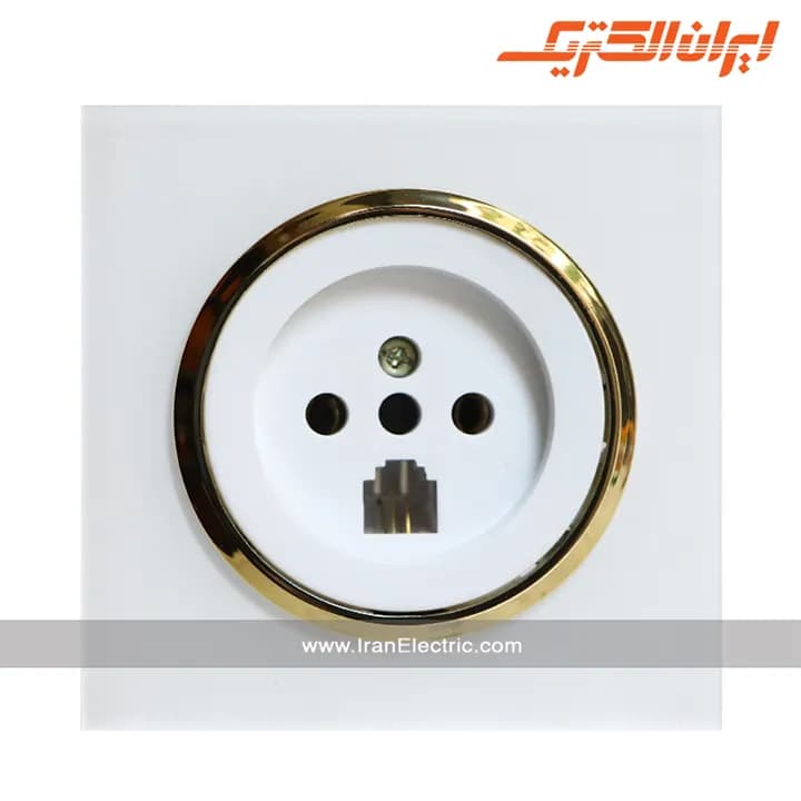 پریز تلفن دوکاره اسپادانا سفید زه طلایی — تصویر ۳