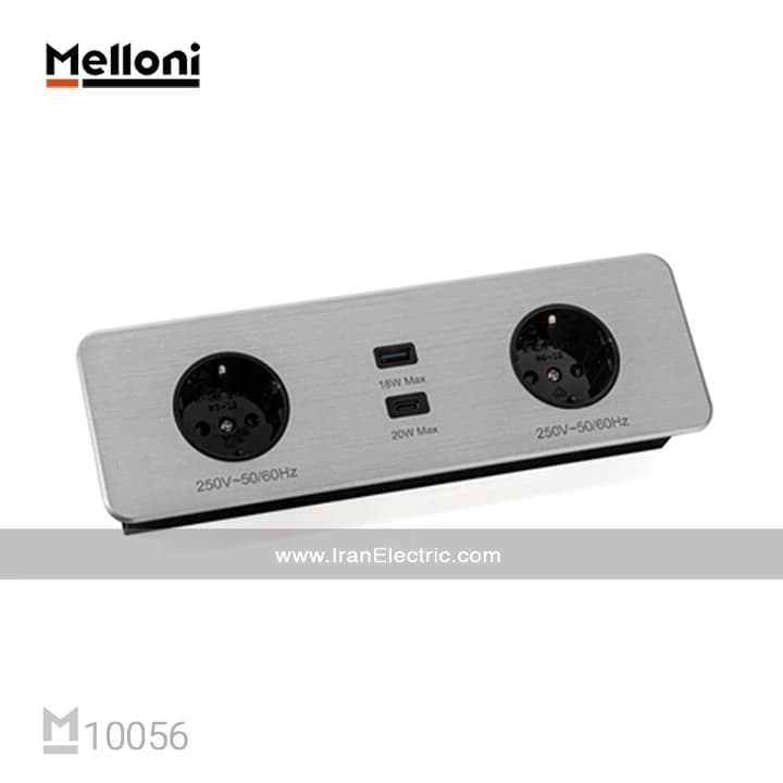 پریز توکار ملونی مدل 10056 اینوکس — تصویر ۲