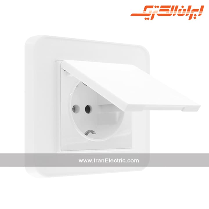پریز برق ارت درب دار ارس سفید زه سفید میان سفید