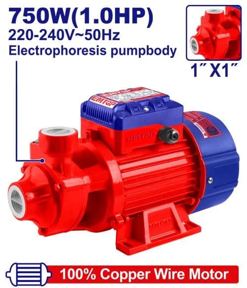 پمپ آب محیطی EMTOP مدل EWPPV07501 توان 750 وات (1 اسب بخار) — تصویر ۴