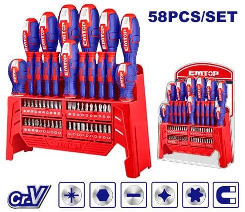 ست پیچ‌گوشتی ۵۸ تکه EMTOP مدل ESST5802 — تصویر ۳