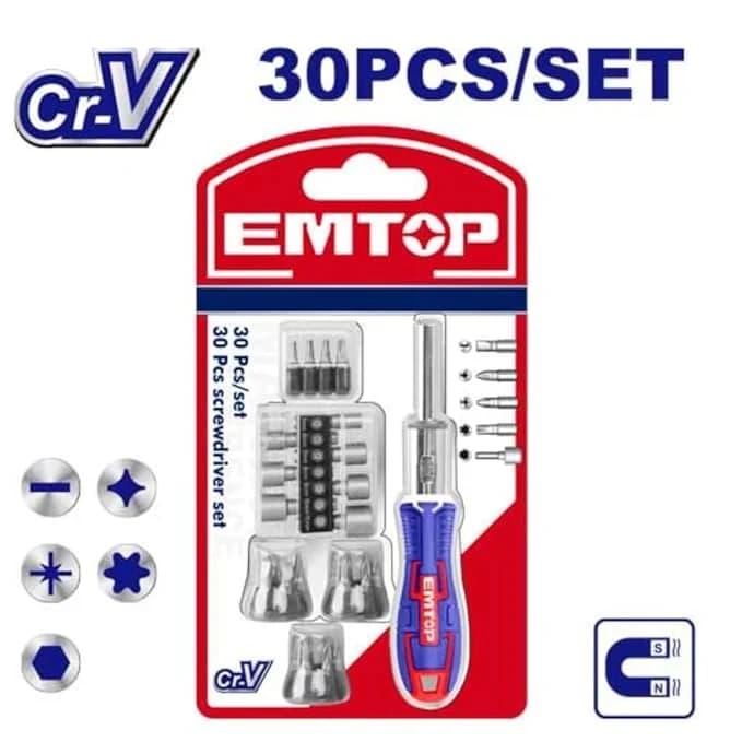 ست پیچگوشتی ۳۰ تکه EMTOP مدل EBST03006 — تصویر ۲