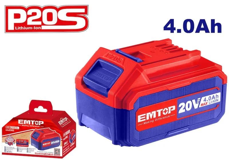 باتری لیتیوم ۲۰ ولت ۴.۰ آمپر ساعت EMTOP مدل EBPK20021 — تصویر ۲