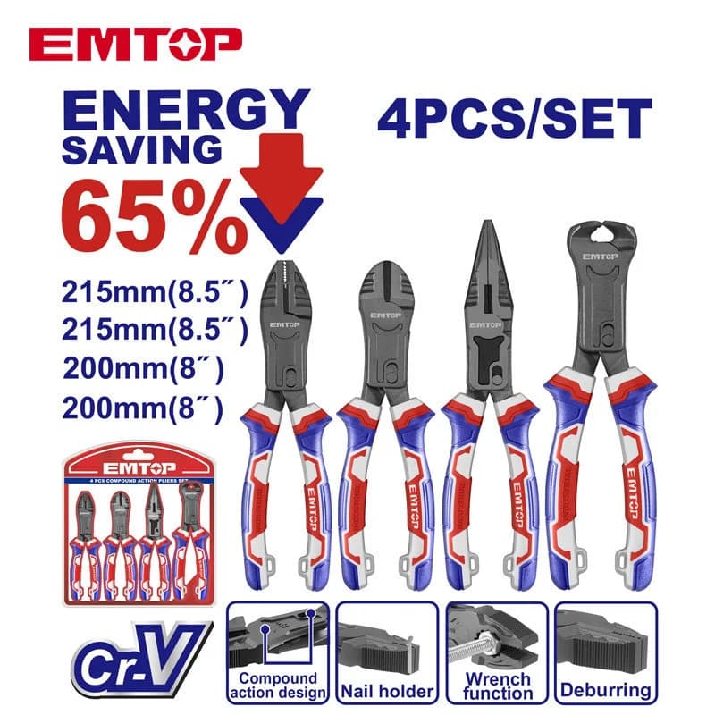 ست ۴ تکه انبر و آچار EMTOP مدل EPLS2451