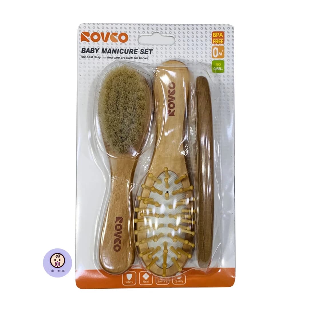 ست سه تکه شانه و برس چوبی رووکو Rovco4006 — تصویر ۱۱